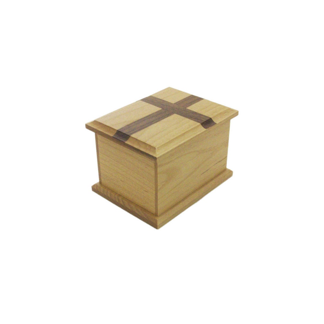 Medium alder cremation urn with walnut cross