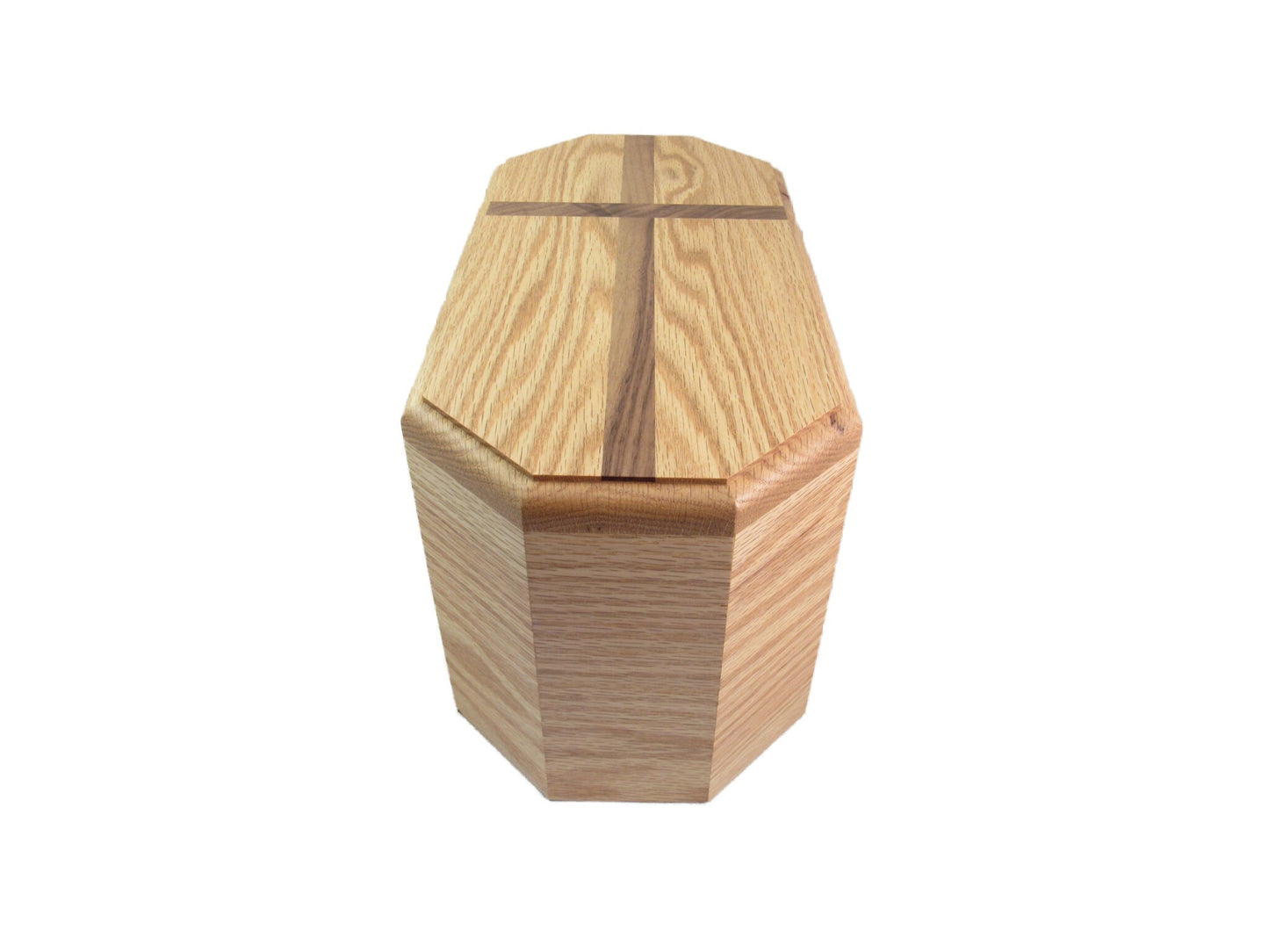 Handmade Oak Companion Urn with Walnut Cross