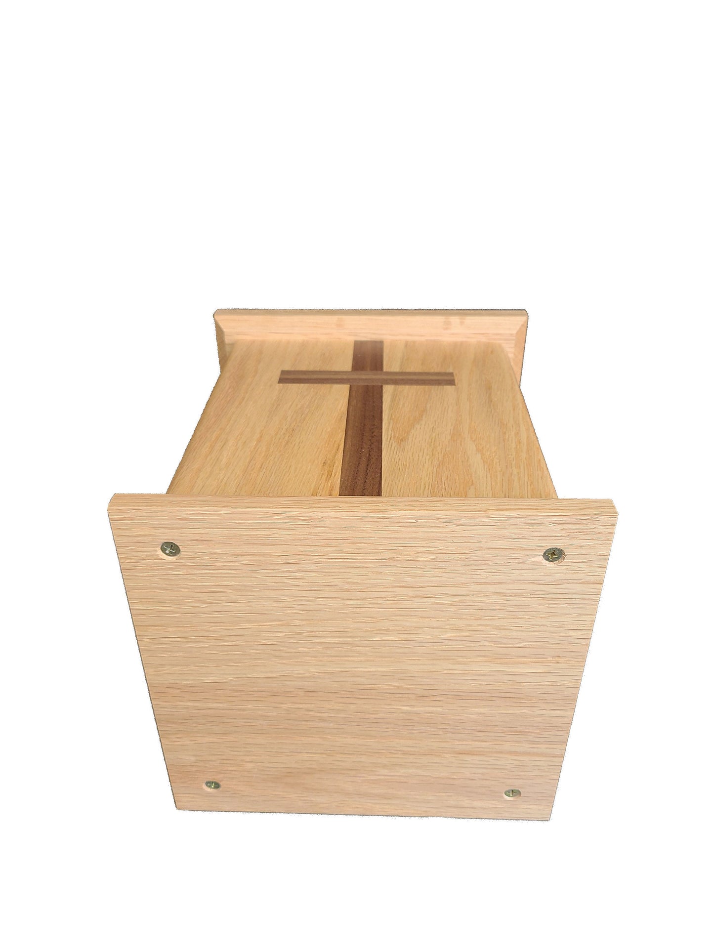 Eden oak cremation urn w/cross