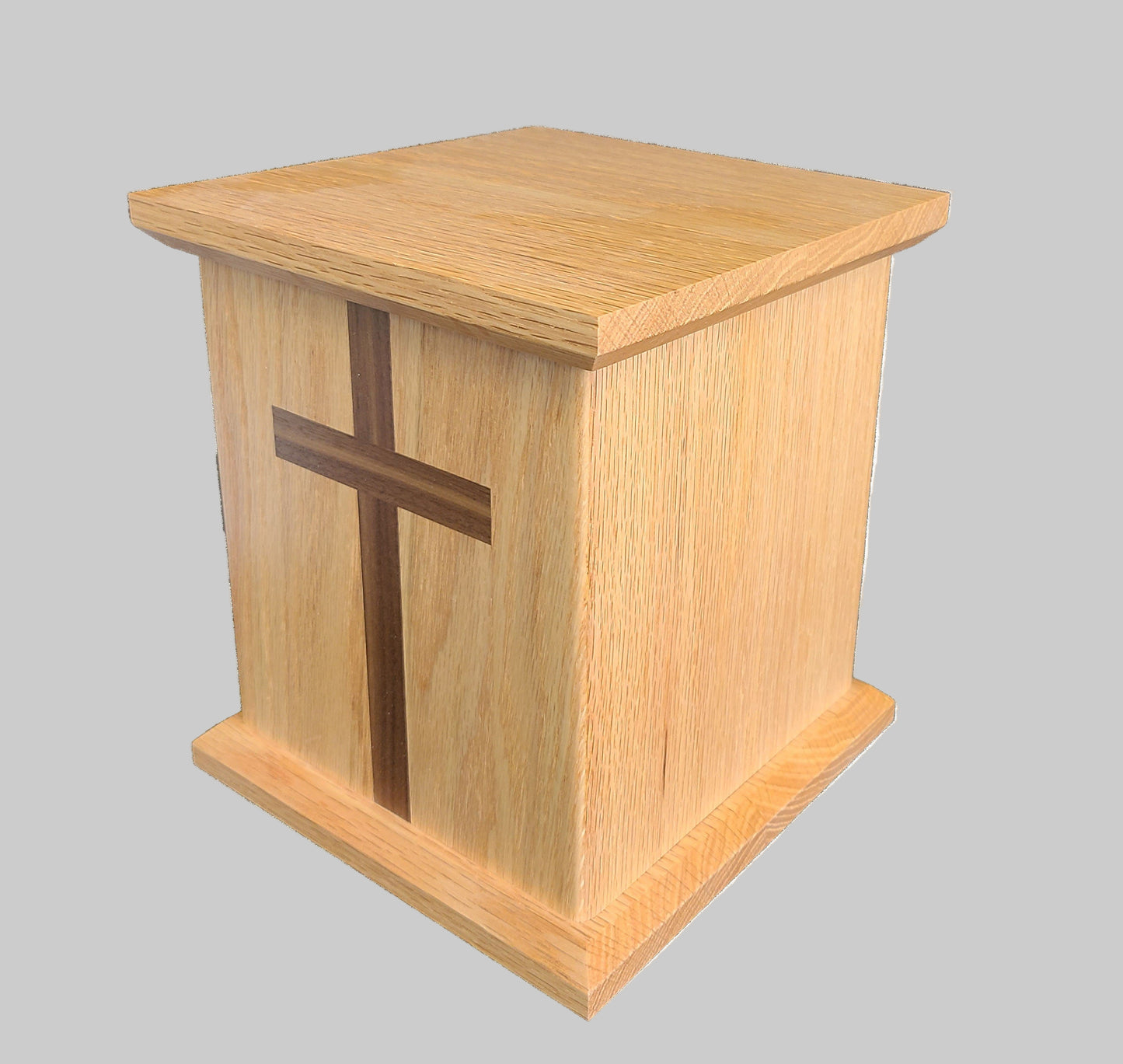 Eden oak cremation urn w/cross