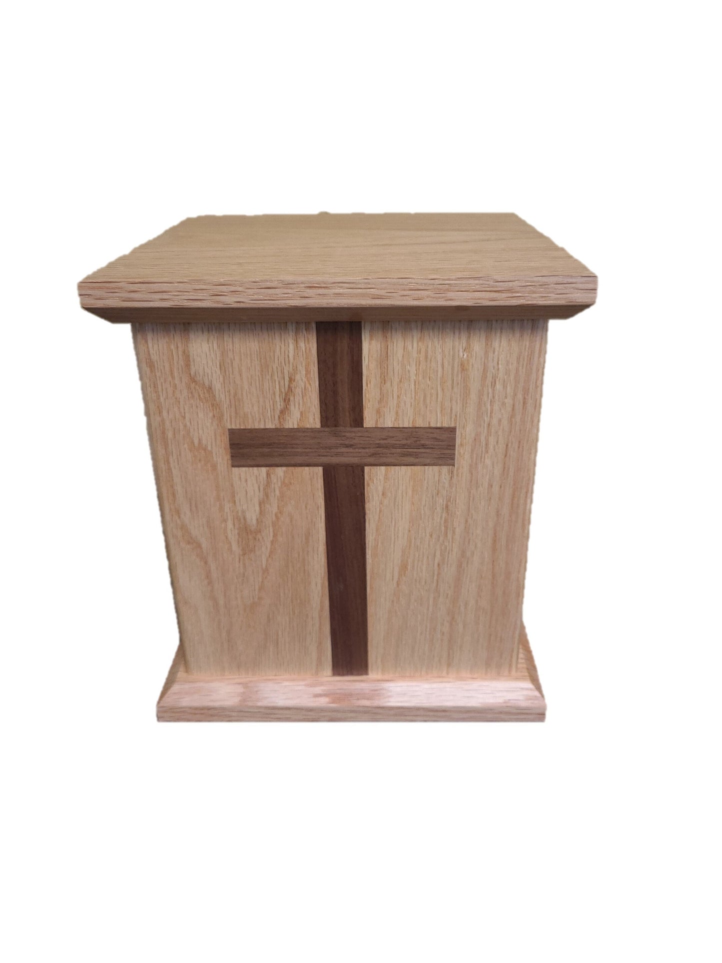 Eden oak cremation urn w/cross