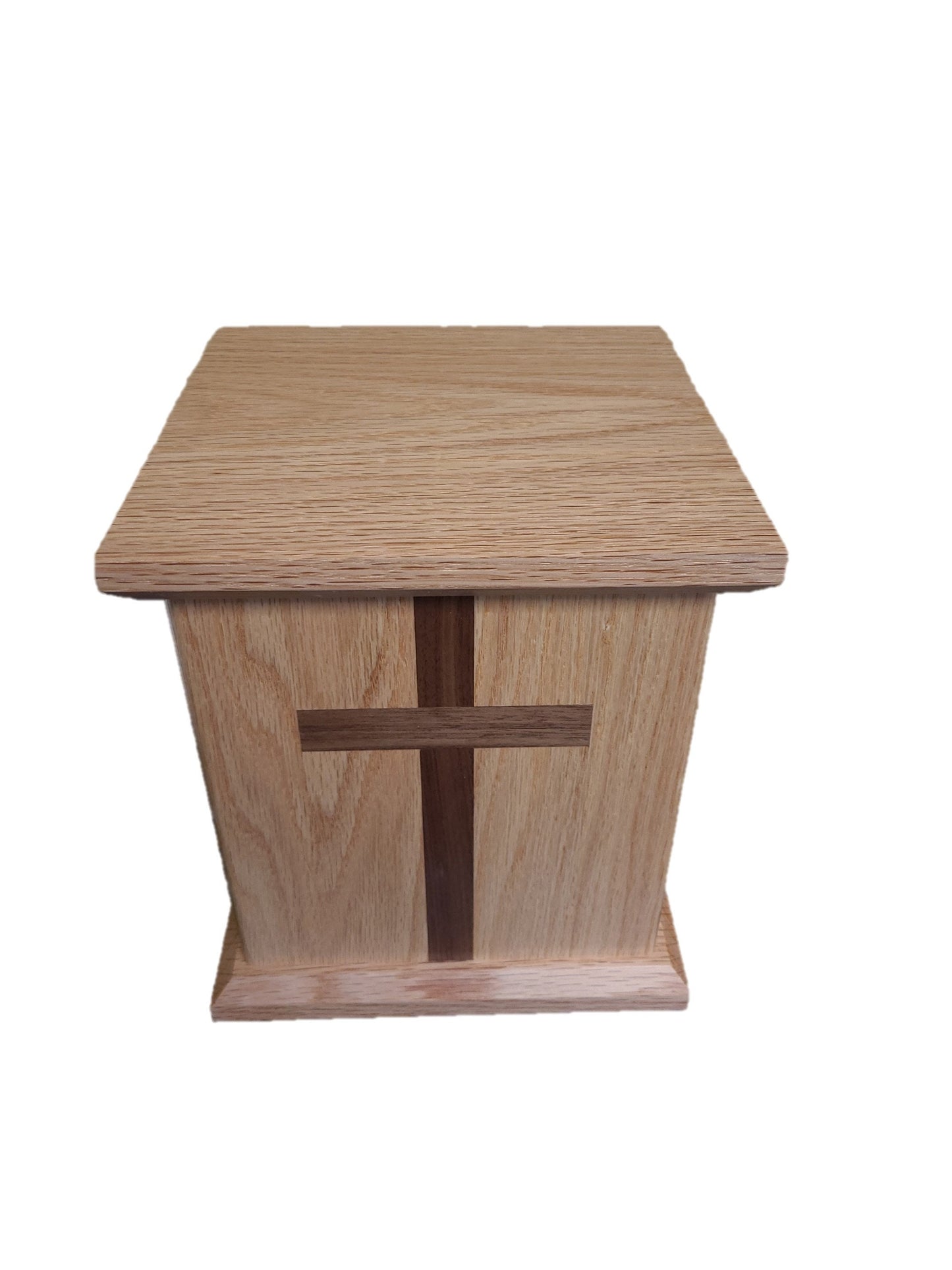 Eden oak cremation urn w/cross