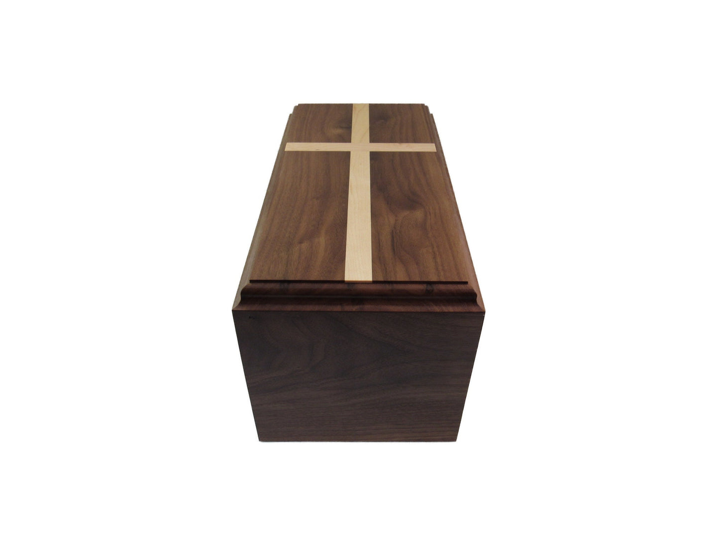 Traditional walnut urn with maple cross