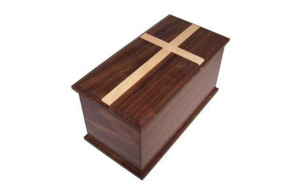 Walnut 300# urn with maple cross