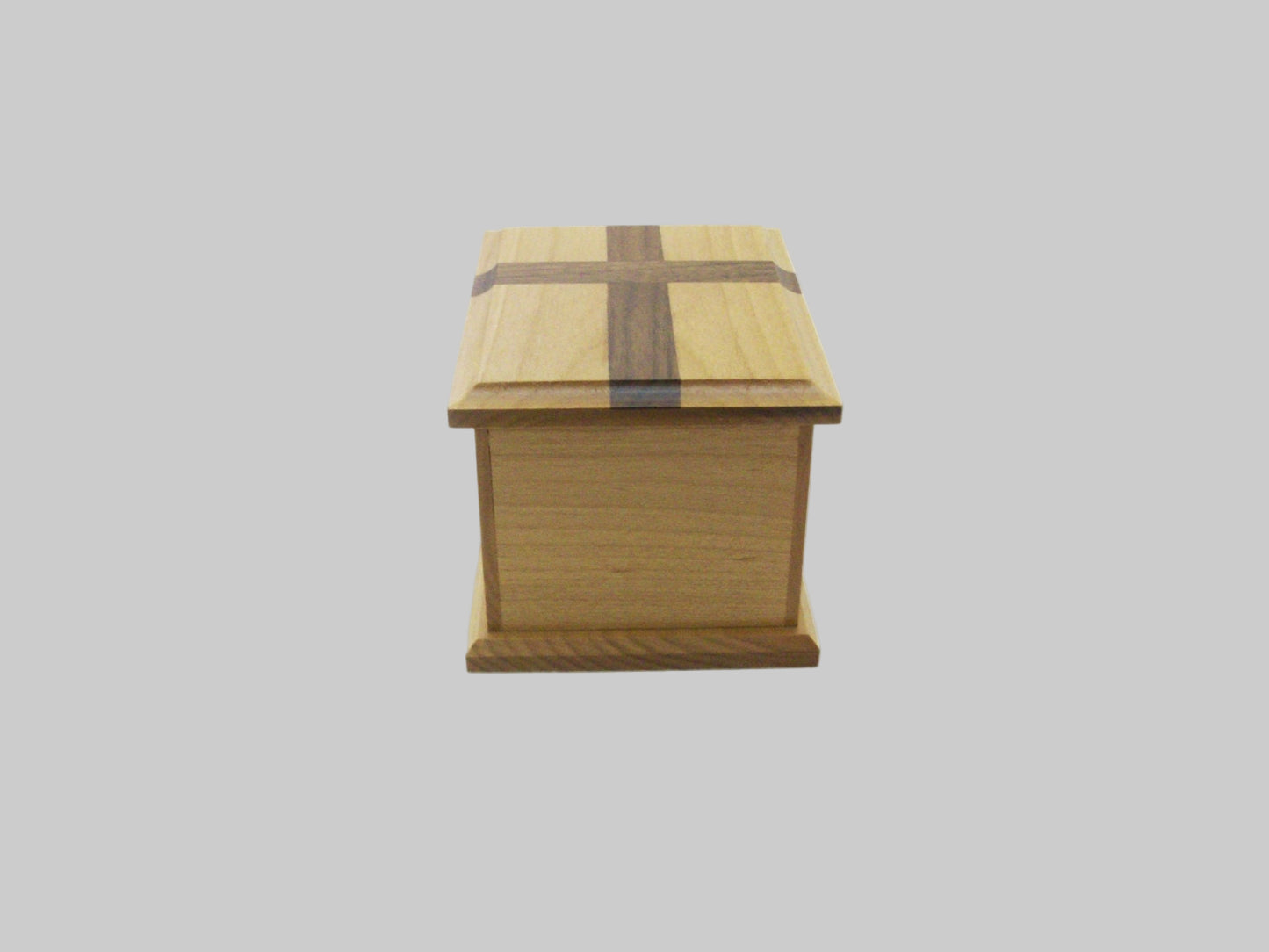 Medium alder cremation urn with walnut cross