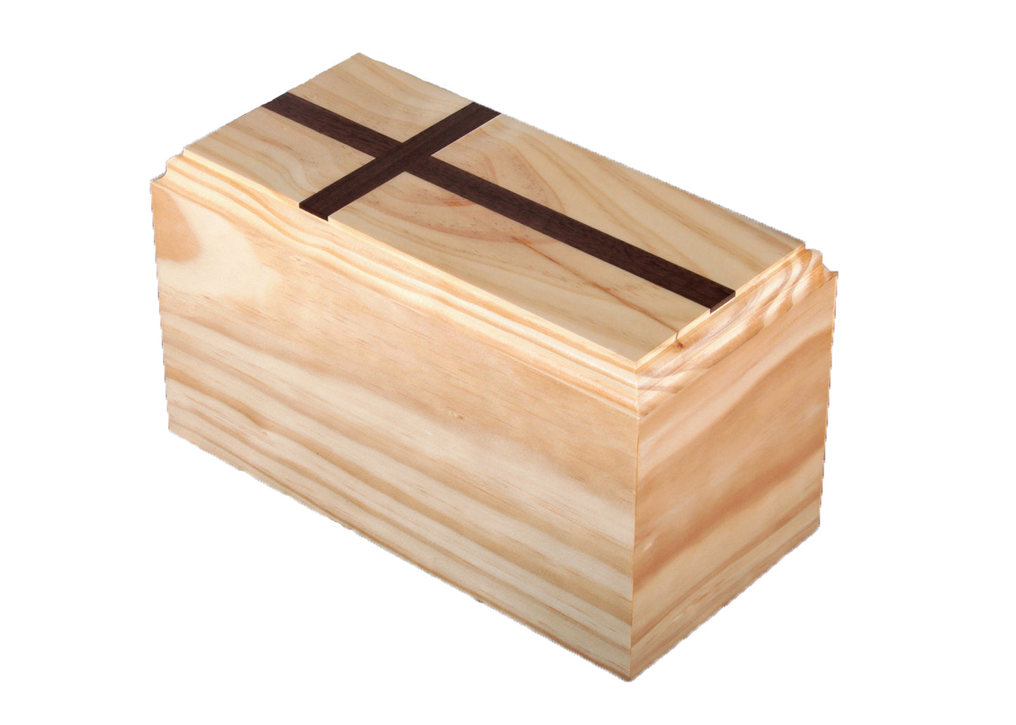 Traditional Cross Premium Cremation Urn – Handmade in the USA, Pine & Walnut, Holds 200 Cubic Inches, Custom Engraving Available