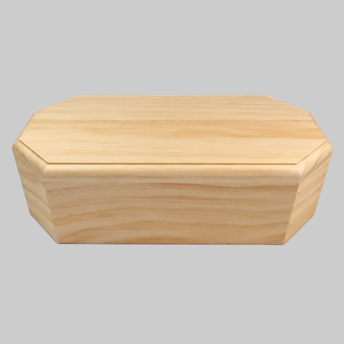 Pine Wood Adult Cremation Urn – Eight-Sided Design (200 cu in)