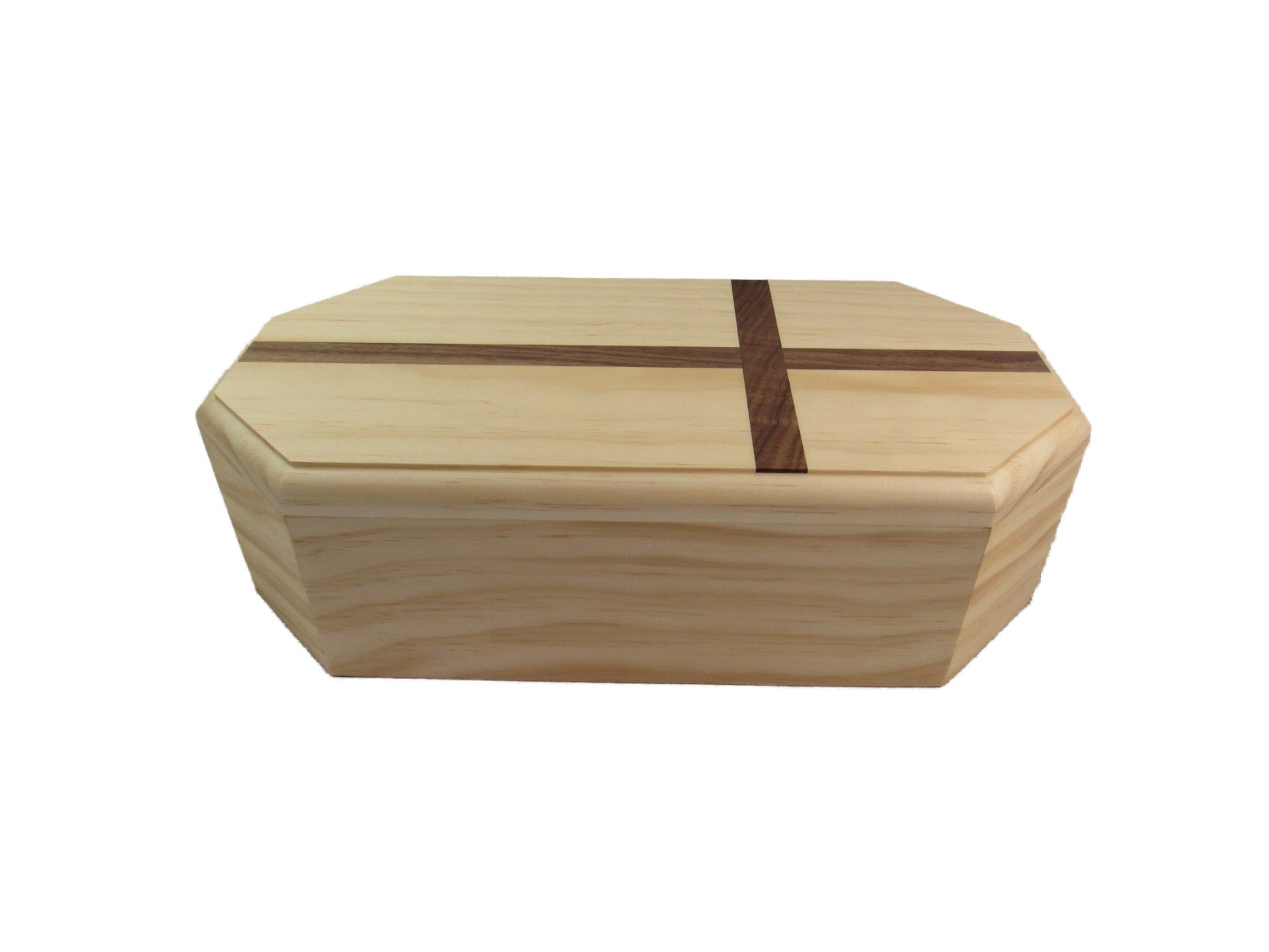Premium pine urn with walnut cross.