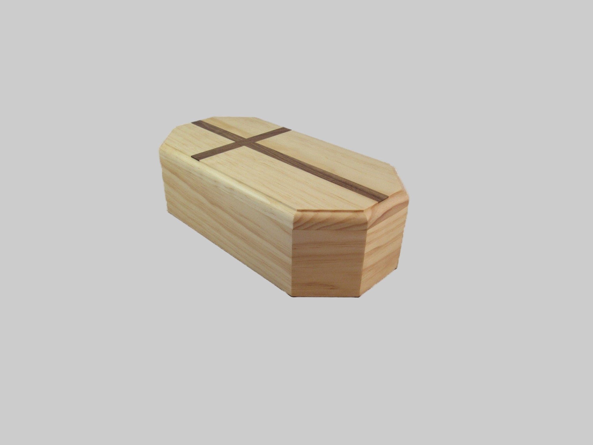 Premium pine urn with walnut cross.