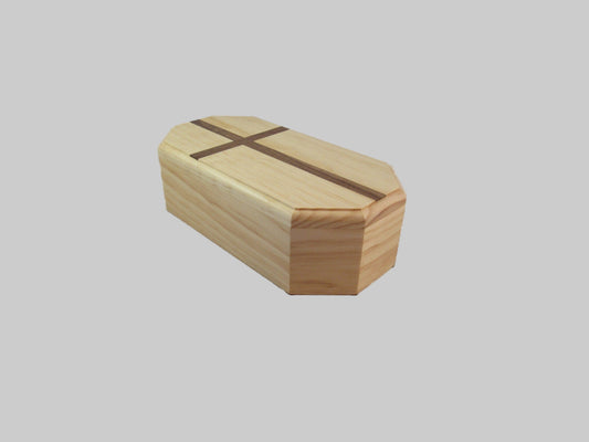 Premium pine urn with walnut cross.