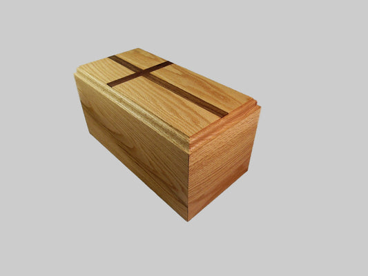 Handmade Oak Companion Urn with Cross - Double Urn