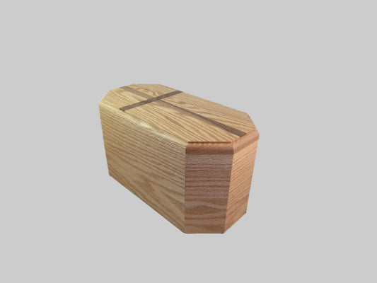 Handmade Oak Companion Urn with Walnut Cross