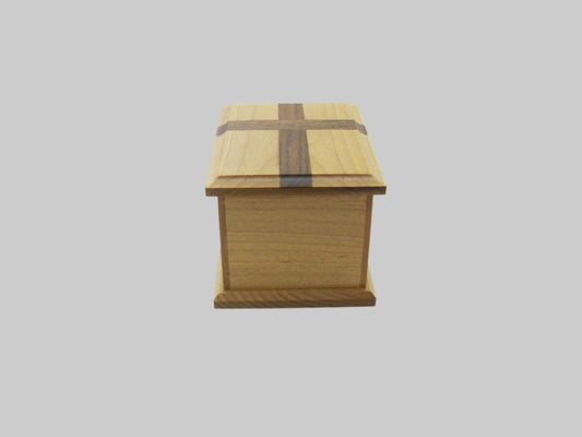 Medium alder cremation urn with walnut cross