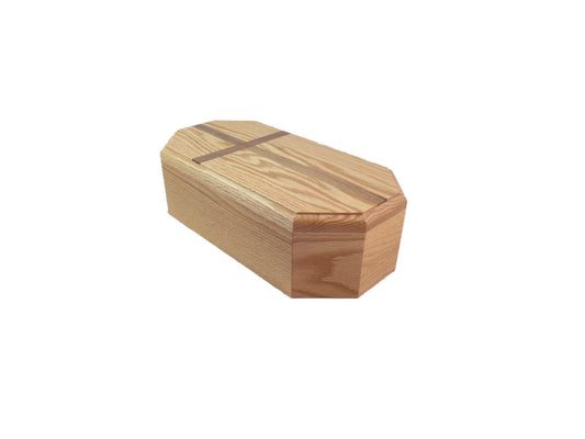 Dignified Premium Oak Urn w/cross