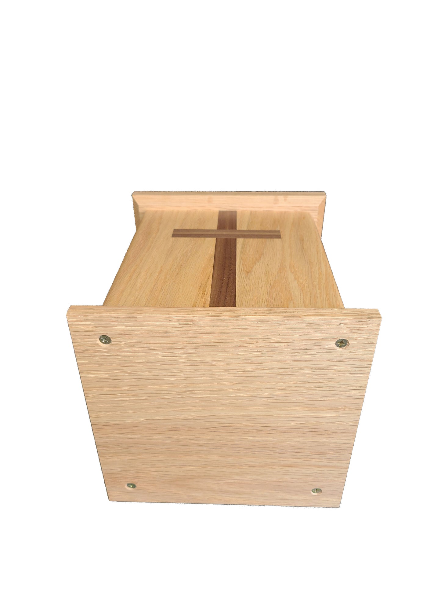 Eden square oak cremation urn with walnut cross